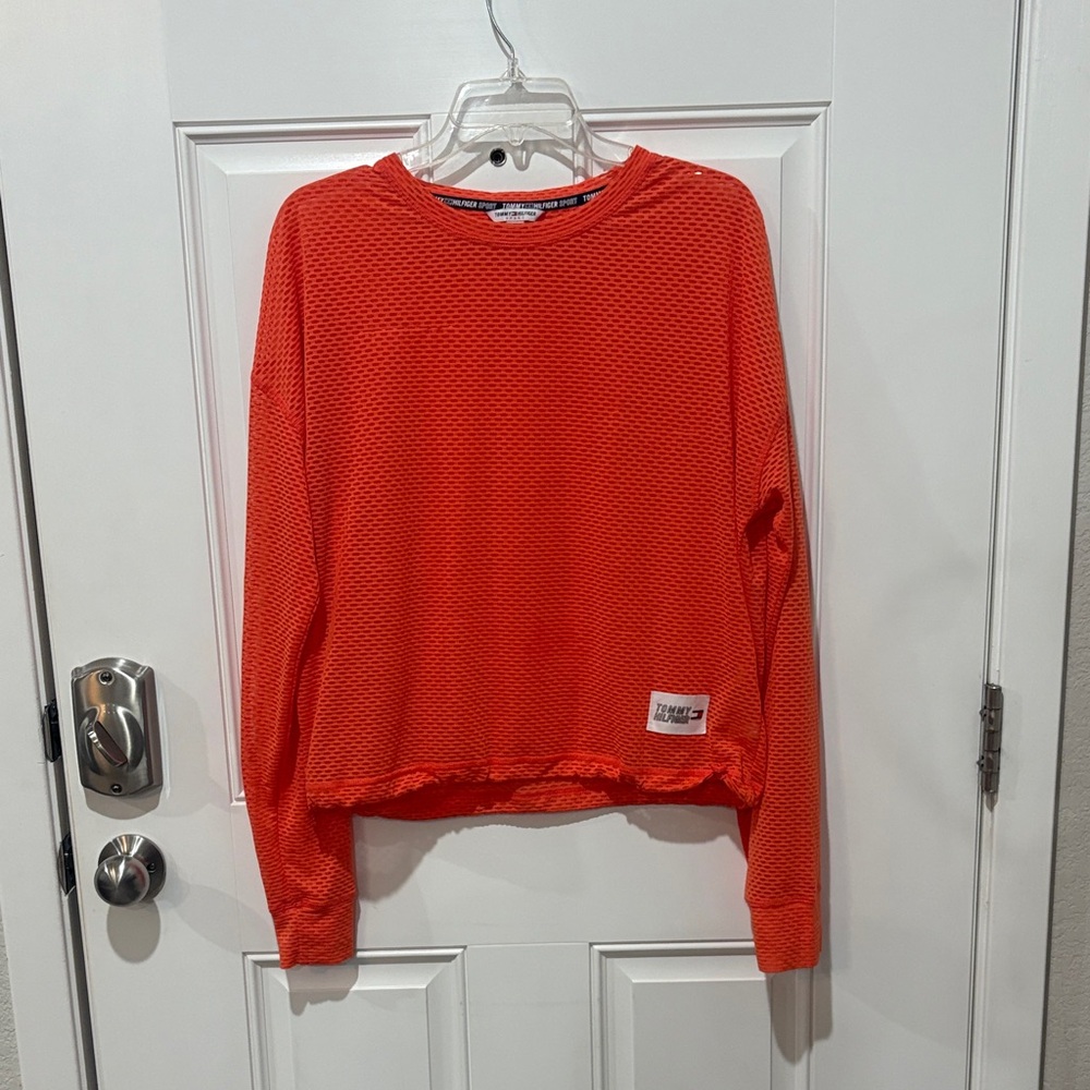Tommy Hilfiger Vibrant Orange Mesh Top